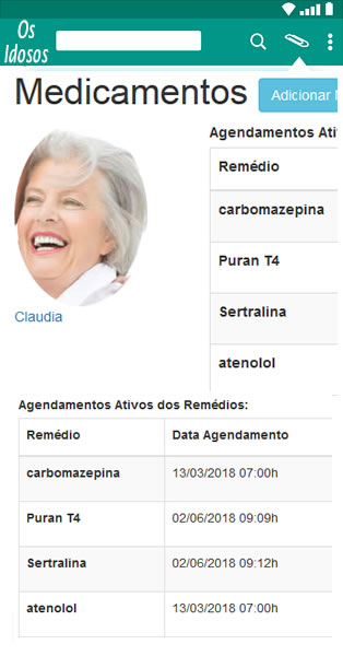 Agendamento da Medicação, tomar os remédios